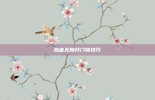 热血无赖开门锁技巧