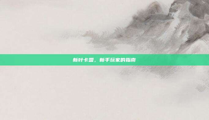 新叶卡盟,新手玩家的指南