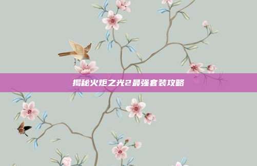 揭秘火炬之光2最强套装攻略