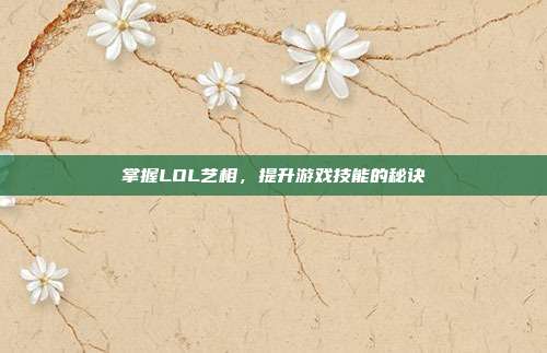 掌握LOL艺相,提升游戏技能的秘诀