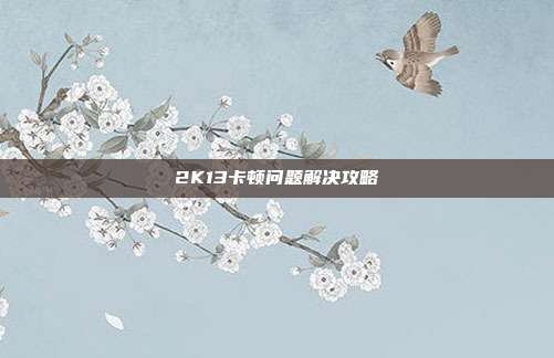 2K13卡顿问题解决攻略