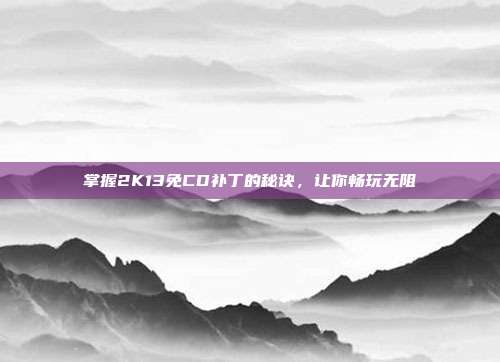掌握2K13免CD补丁的秘诀,让你畅玩无阻