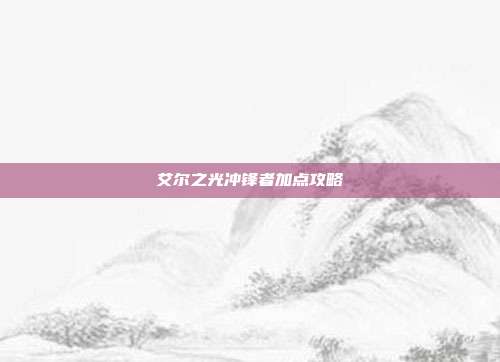艾尔之光冲锋者加点攻略