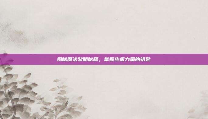 揭秘魔法黎明秘籍,掌握终极力量的钥匙