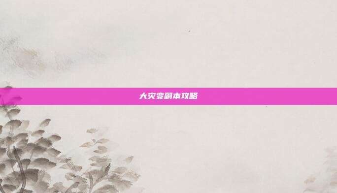 大灾变副本攻略