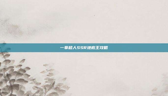 一拳超人SSR地底王攻略