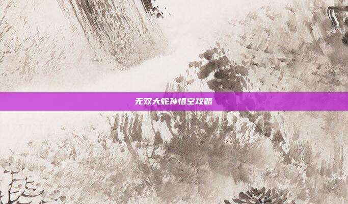 无双大蛇孙悟空攻略