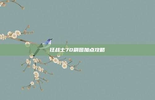 狂战士70刷图加点攻略