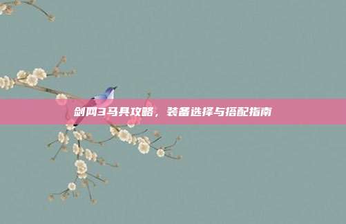 剑网3马具攻略,装备选择与搭配指南