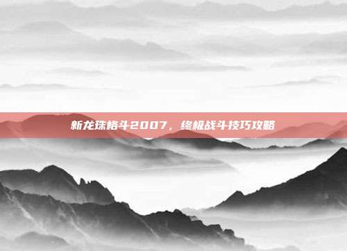 新龙珠格斗2007,终极战斗技巧攻略
