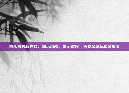 冒险岛最新外挂,揭示风险、警示边界,为安全游玩规避指南
