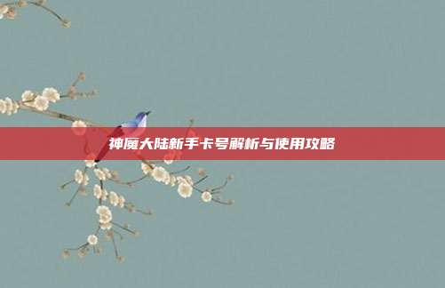 神魔大陆新手卡号解析与使用攻略