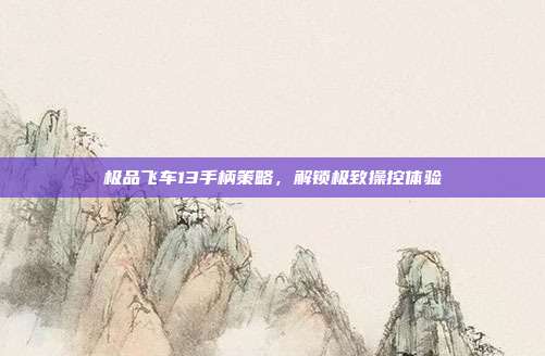 极品飞车13手柄策略,解锁极致操控体验