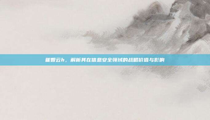 崔智云h,解析其在信息安全领域的战略价值与影响