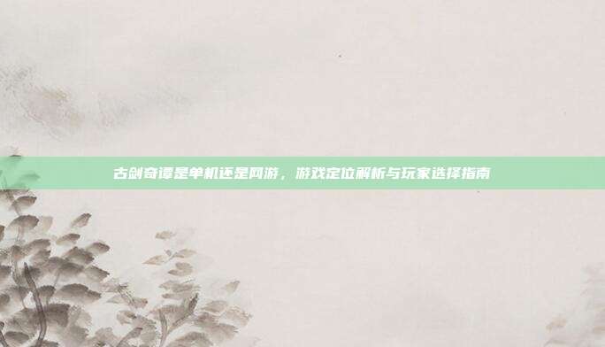 古剑奇谭是单机还是网游,游戏定位解析与玩家选择指南