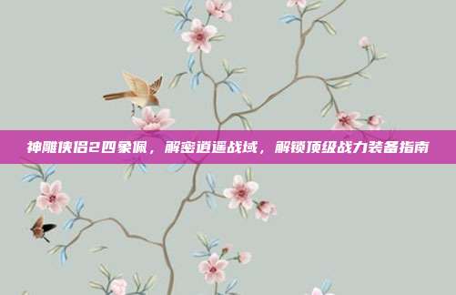 神雕侠侣2四象佩,解密逍遥战域,解锁顶级战力装备指南
