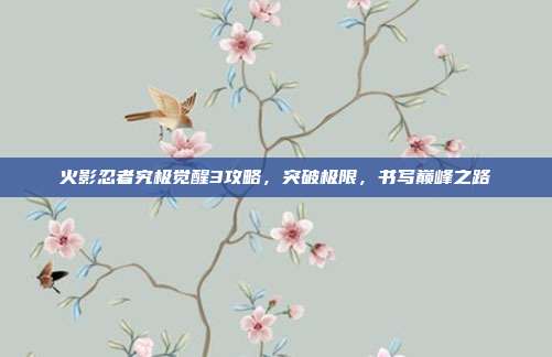 火影忍者究极觉醒3攻略,突破极限,书写巅峰之路