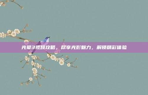 光晕3视频攻略，尽享光影魅力，解锁精彩体验