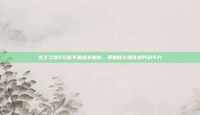 无主之地2狂枪手加点全解析，掌握核心强化提升战斗力