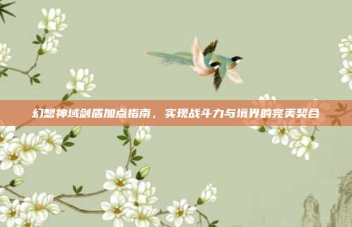 幻想神域剑盾加点指南,实现战斗力与境界的完美契合