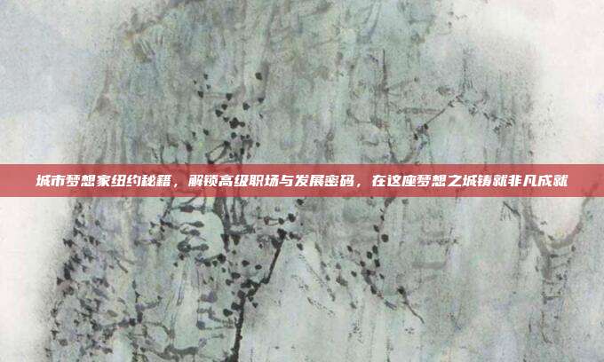 城市梦想家纽约秘籍,解锁高级职场与发展密码,在这座梦想之城铸就非凡成就