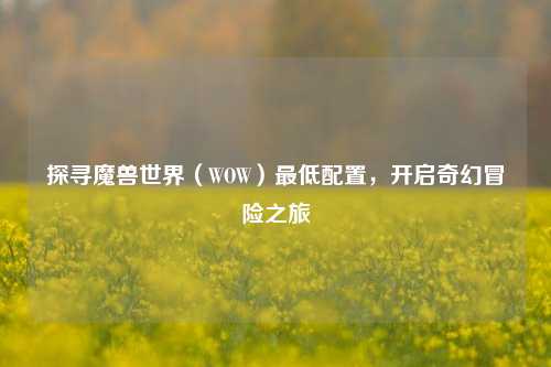 探寻魔兽世界(WOW)最低配置,开启奇幻冒险之旅