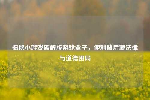 揭秘小游戏破解版游戏盒子，便利背后藏法律与道德困局