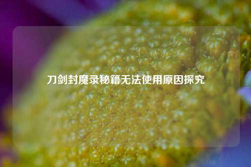 刀剑封魔录秘籍无法使用原因探究