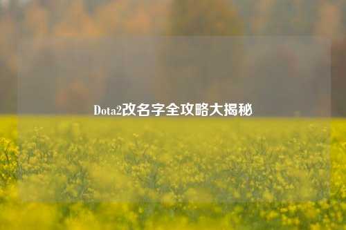 Dota2改名字全攻略大揭秘
