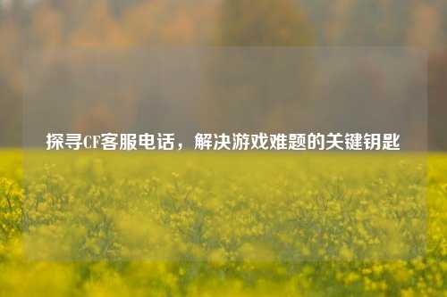 探寻CF客服电话，解决游戏难题的关键钥匙