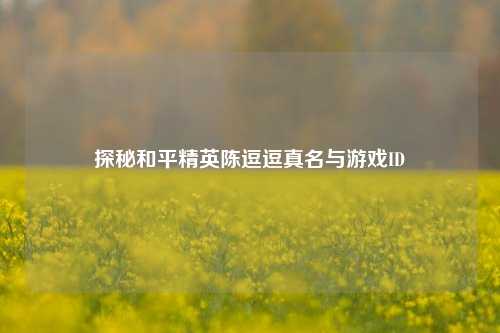 探秘和平精英陈逗逗真名与游戏ID