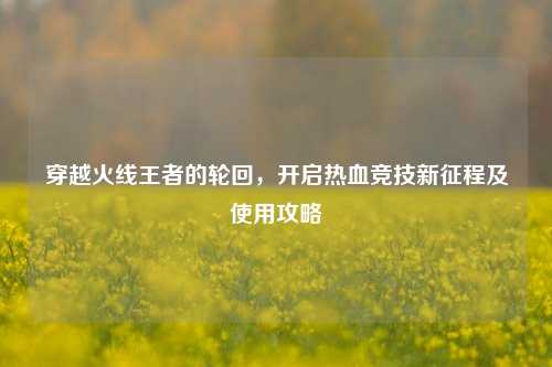 穿越火线王者的轮回，开启热血竞技新征程及使用攻略